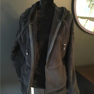 Velour Black Hooded Jacket